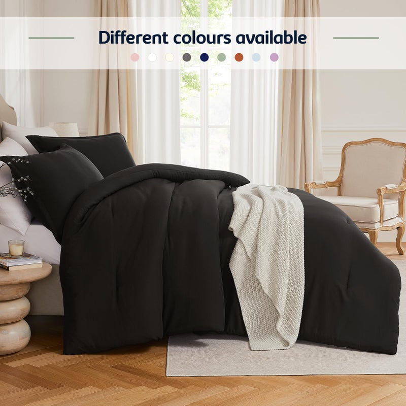 Quataly Queen Comforter Sets Black,3PCS Soft Lightweight Breathable Bedding Comforter Sets for All Season, Queen Size(90''×90'' Comforter & 2 Pillowcases) - Image 5